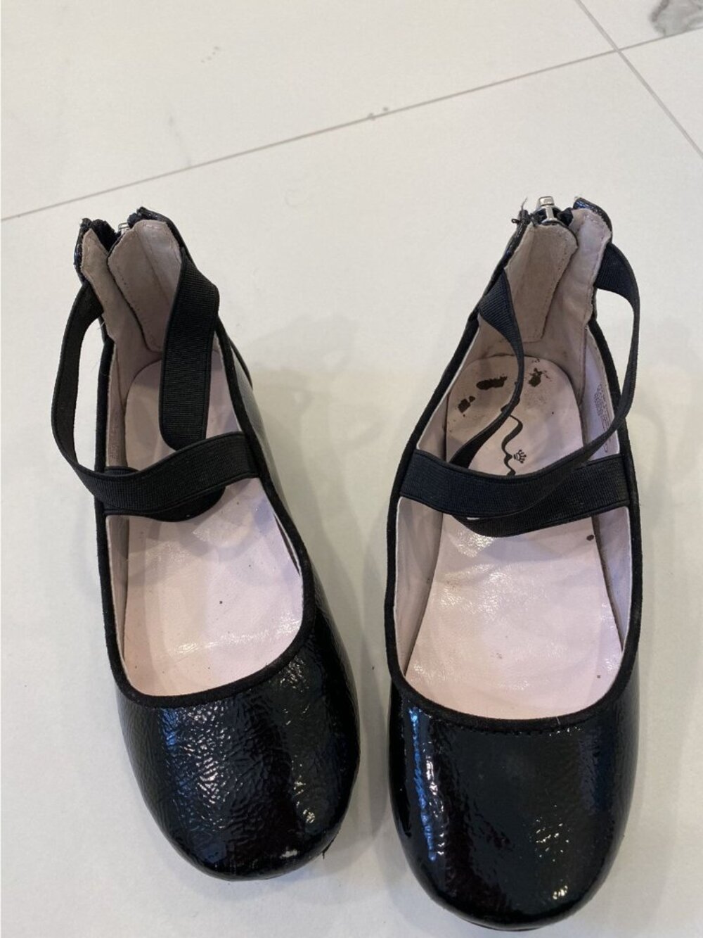 Nina Black Patent Flats with Criss Cross Straps
